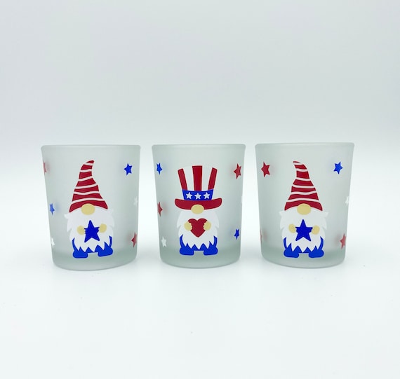 4th of July Gnome Votive Candle Holders - Set of 3