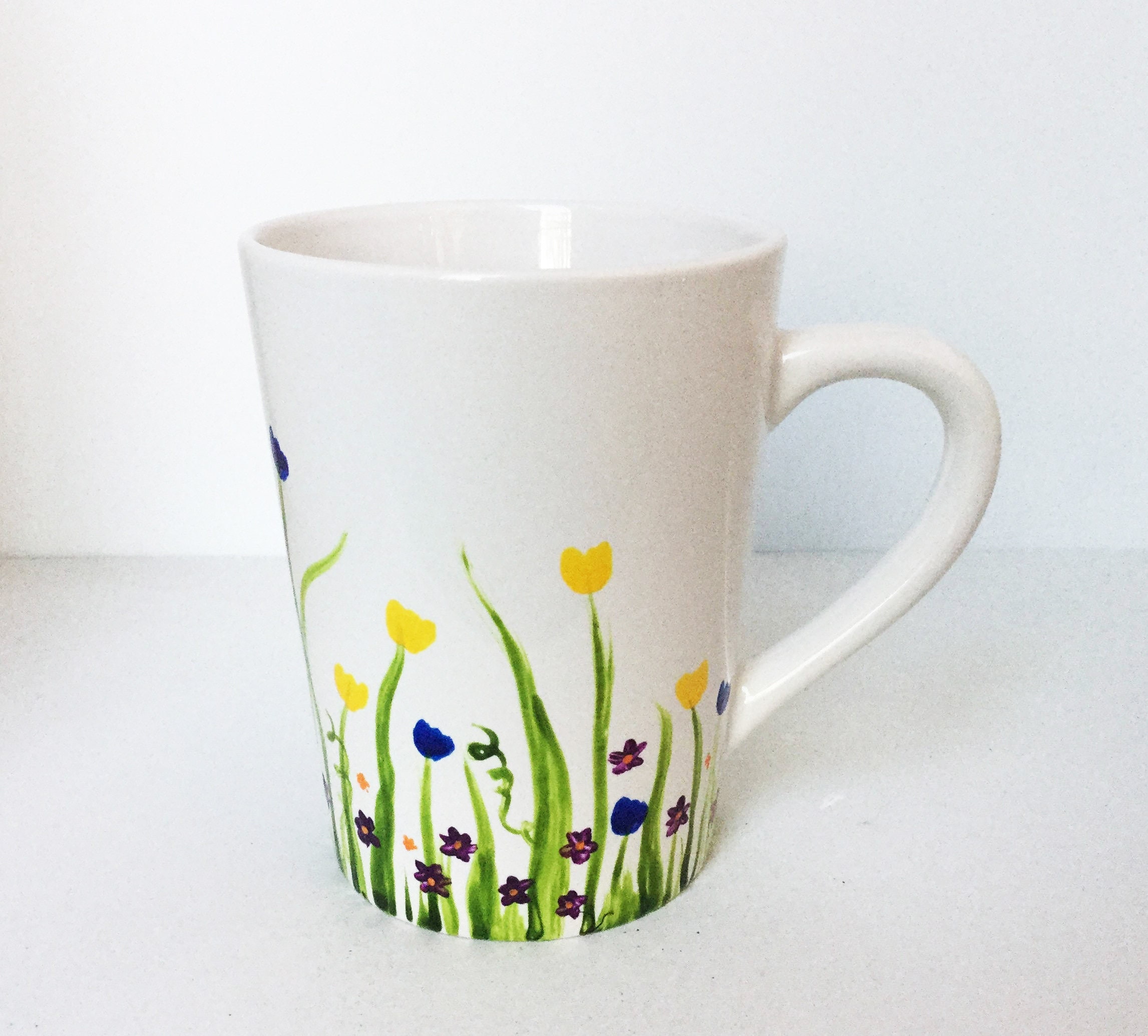 Hand Painted White Mug With Flowers Hand Painted Ceramic Coffee Mug hand-painted-white-mug-with-flowers-hand-painted-ceramic-coffee-mug