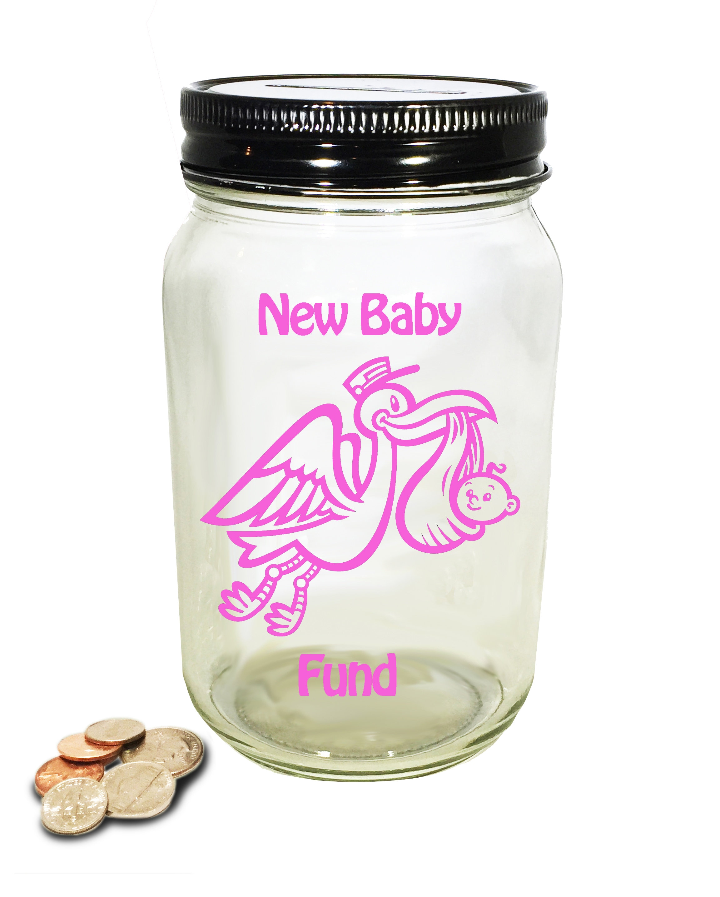 Personalized Stork New Baby Fund New Baby Bank Baby Shower Gift