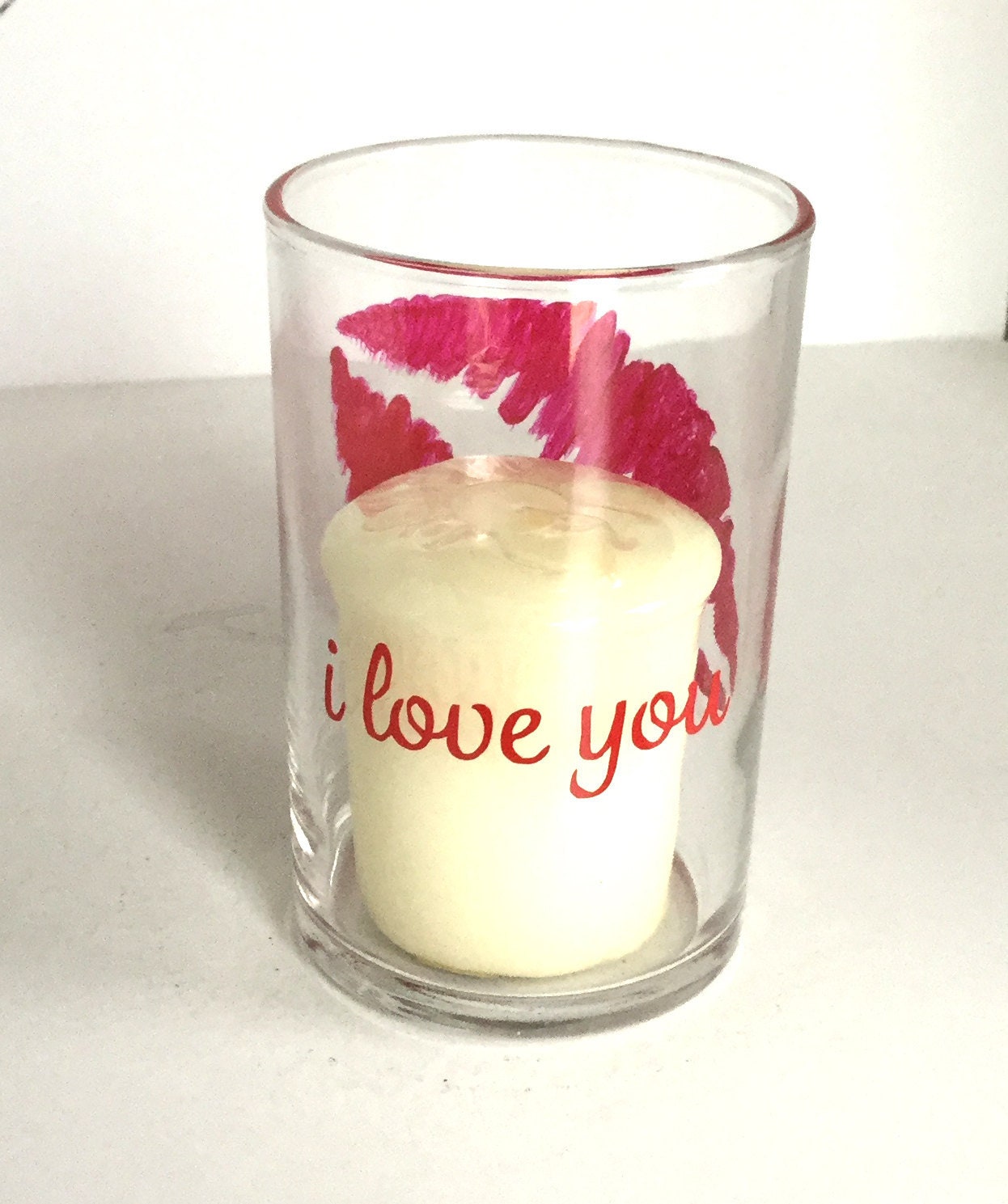 Hand Painted Votive Candle Holder Kiss Glass Votive Holder