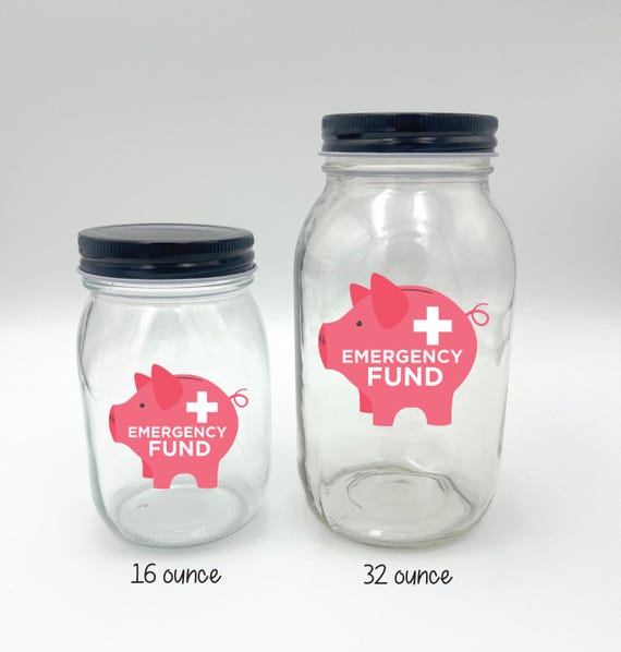 Personalized Emergency Fund Jar: Glass Savings Bank