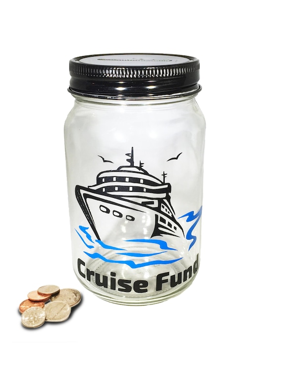Personalized Cruise Fund Mason Jar Bank: Vinyl Design