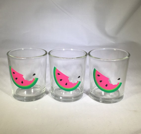 Watermelon Slice Votive Holders - Set of 3 Summer Glass Candle Holders