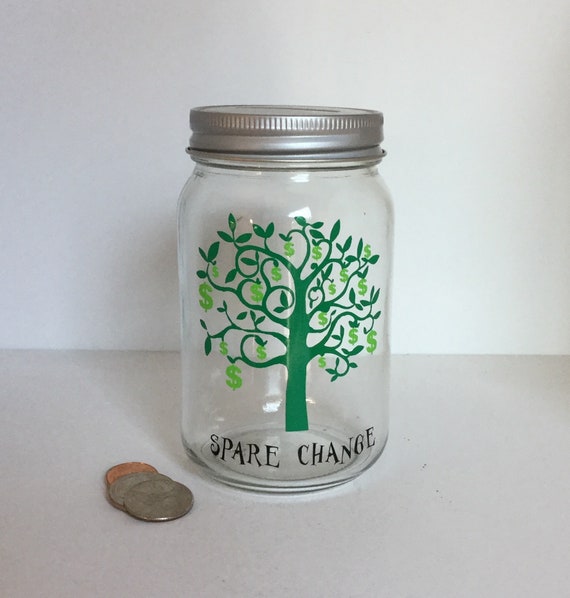Personalized Money Tree Mason Jar Bank: Glass Coin Savings Jar