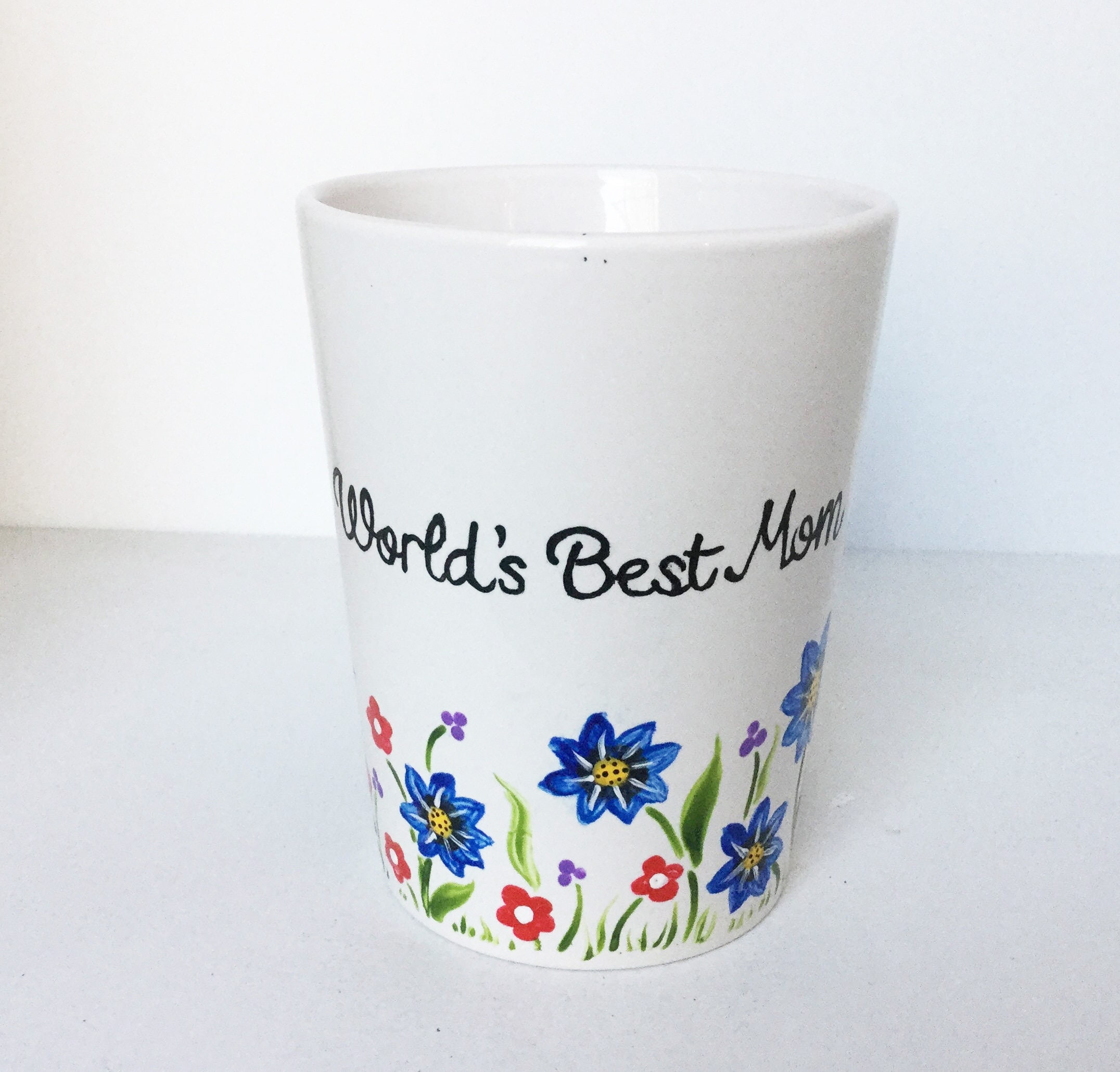 Hand Painted World's Best Mom Mug Hand Painted Ceramic Coffee Mug