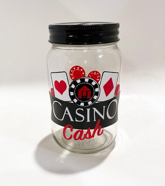 Personalized Casino Money Jar: Glass Coin Bank
