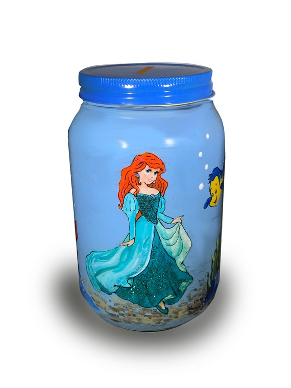 Personalized Princess Savings Bank: Hand-Painted Glass Coin Jar