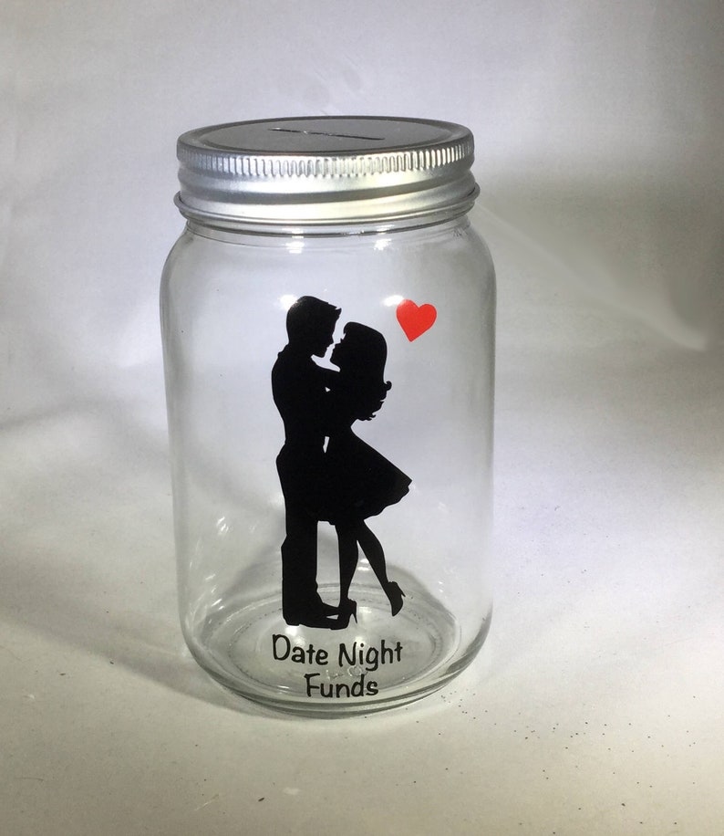 Personalized Date Night Fund Mason Jar Savings Bank image 1
