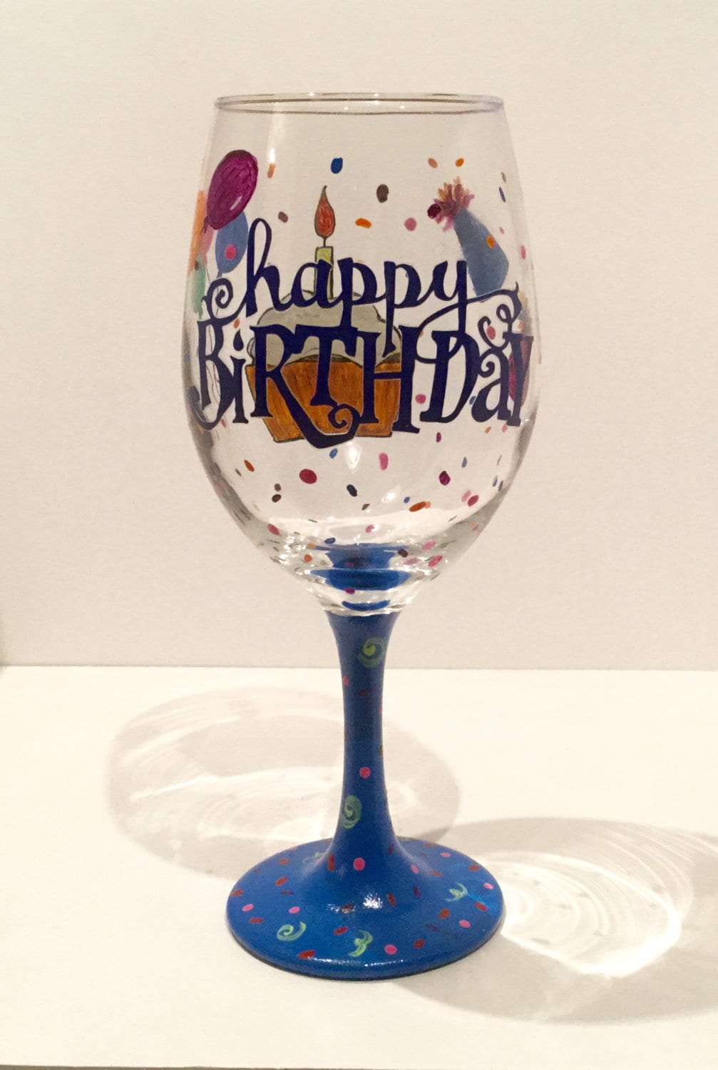 Hand Painted Birthday Wine Glass Birthday Gift