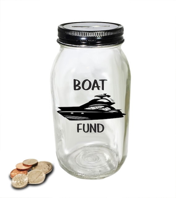 Personalized Boat Fund Jar: Glass Savings Bank