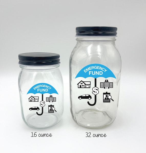 Personalized Emergency Fund Jar: Glass Savings Bank