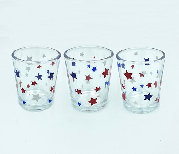 4th of July Votive Candle Holder Set: Red, White & Blue Stars