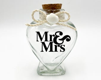 Personalized Heart Sand Jar – Honeymoon Keepsake, Custom Wedding Gift