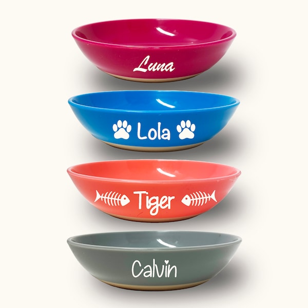 Personalized Cat Food Bowl – Custom Pet Bowl - Non-Slip Bottom Cat Bowl