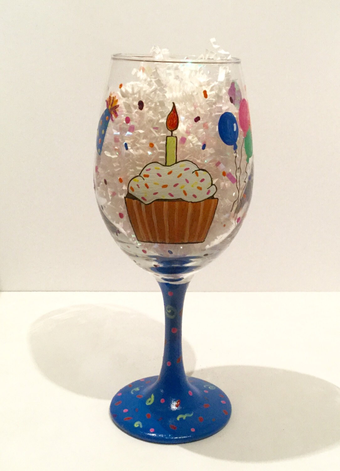 Hand Painted Birthday Wine Glass Birthday Gift