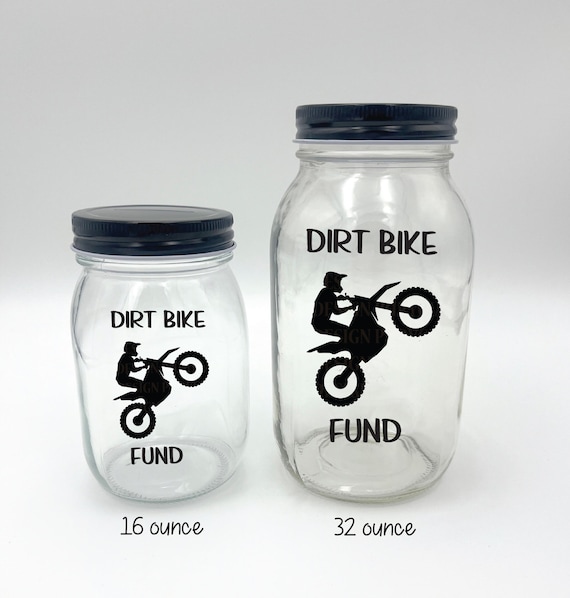 Personalized Dirt Bike Fund Mason Jar Bank