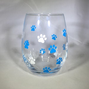Paw Print Stemless Wine Glass - Wine Glass for Pet Lover