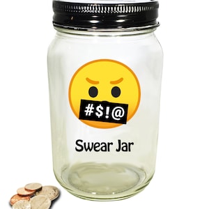 Personalized Mason Jar &quot;Swear Jar&quot; Bank - Swear Jar Savings Bank - Swear Jar Savings Jar - Glass Coin Bank