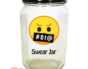 Personalized Mason Jar &quot;Swear Jar&quot; Bank - Swear Jar Savings Bank - Swear Jar Savings Jar - Glass Coin Bank