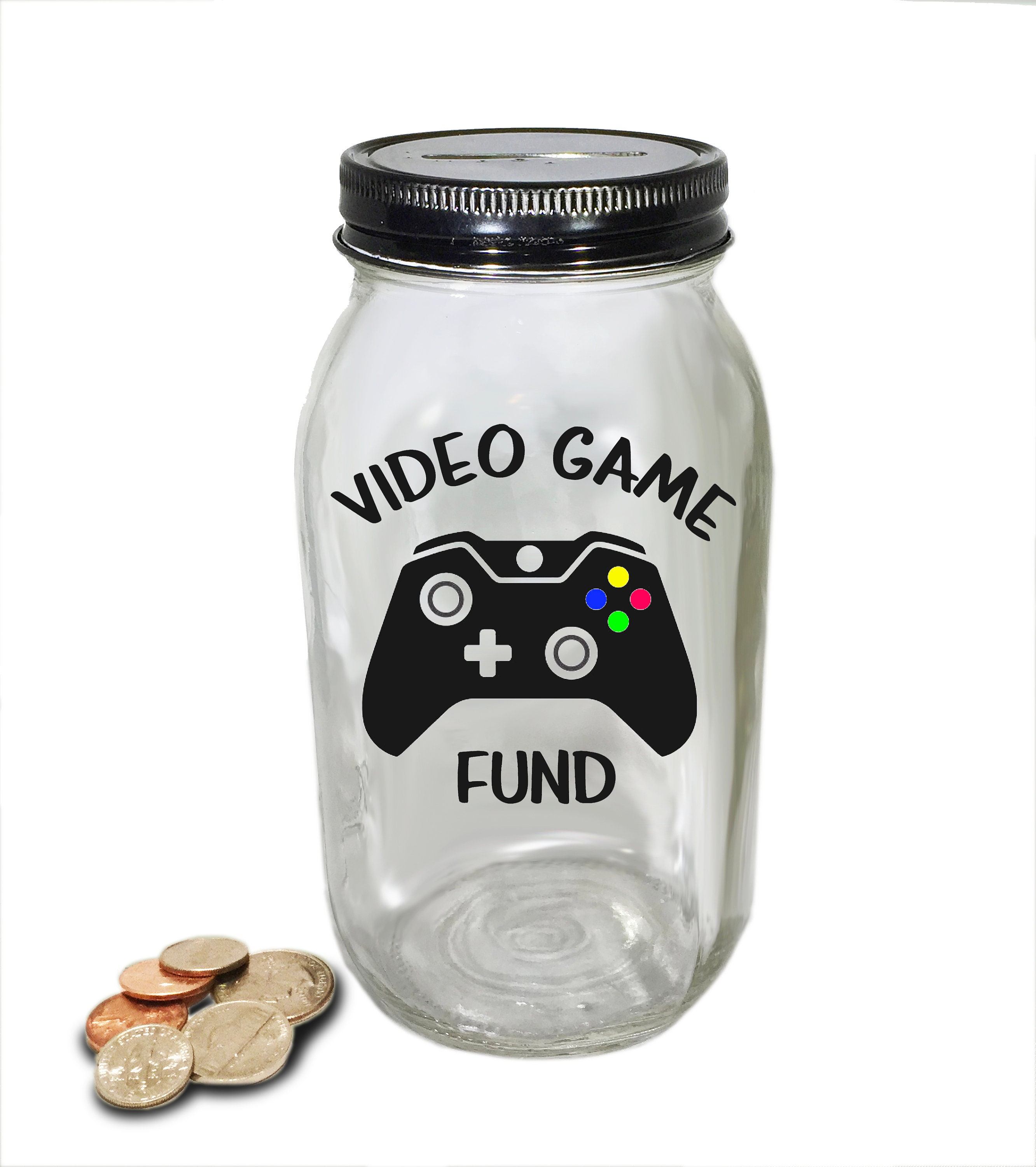 Personalized Mason Jar Video Game Fund Bank Video Game Savings Bank