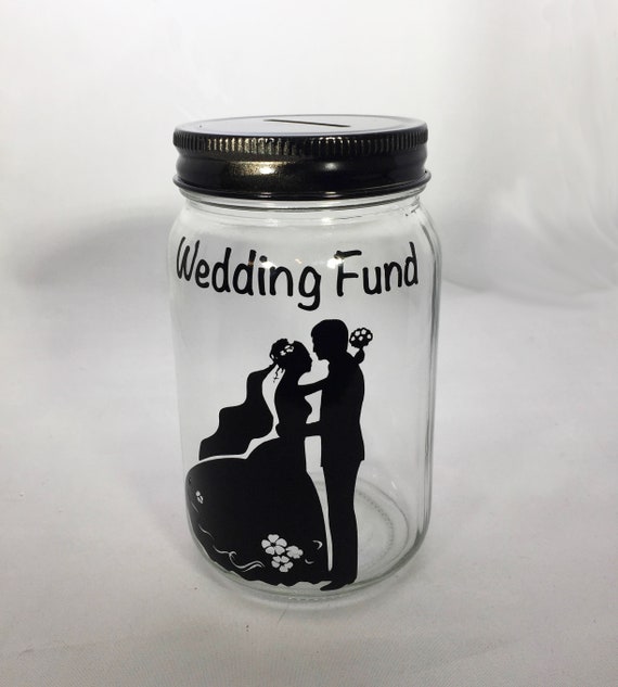 Personalized Wedding Fund Mason Jar Bank: Glass Coin Savings Jar