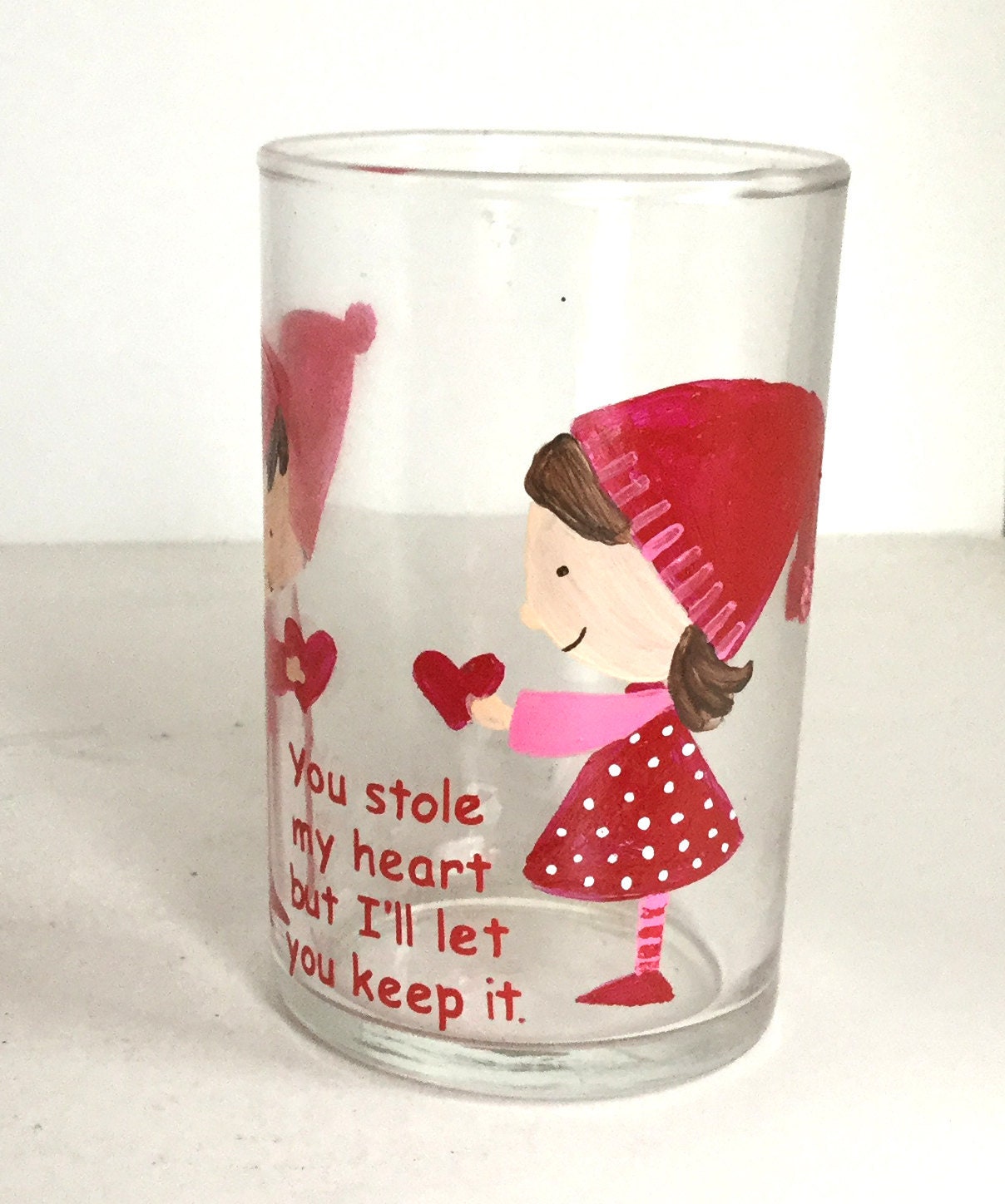 Hand Painted Votive Candle Holder Valentines Day Candle Holder