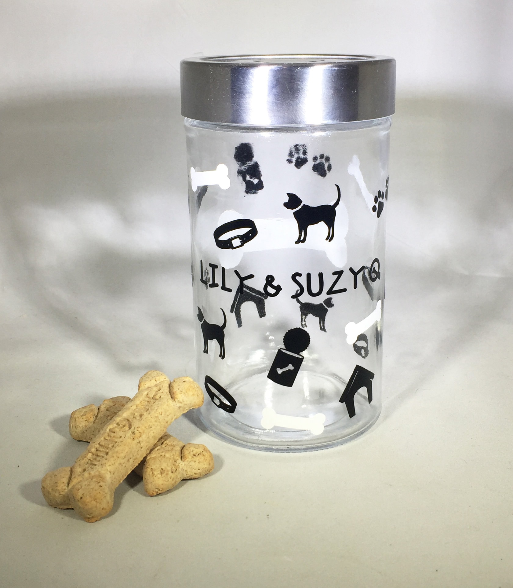Dog Treat Jar Dog Treat Container Dog Treat Jar with Stainless