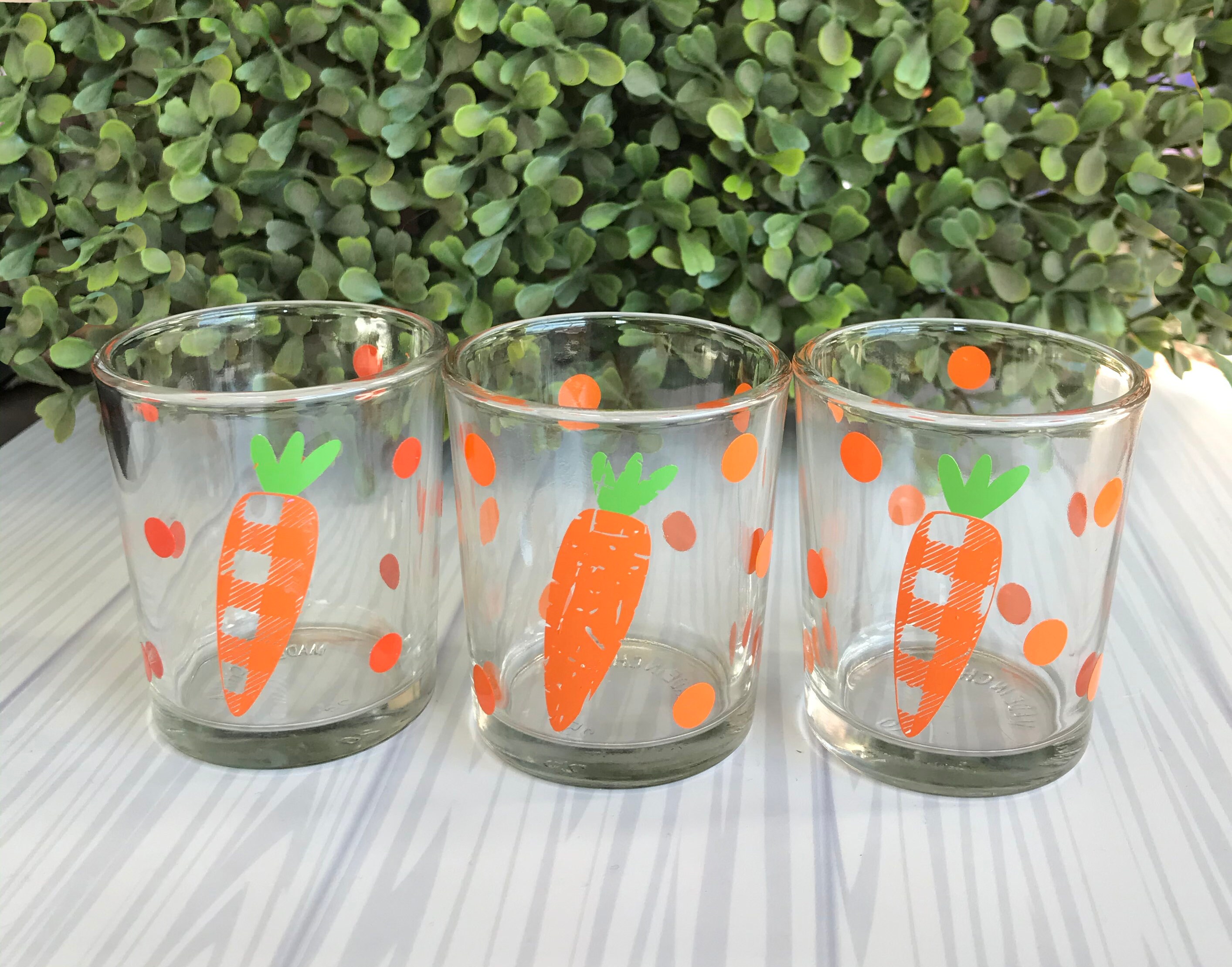 Set of 3 Easter Carrot Votive Candle Holders Easter Clear Glass Glass