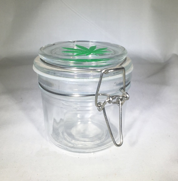 Round Glass Stash Jar: Hermetic Air Tight Lid