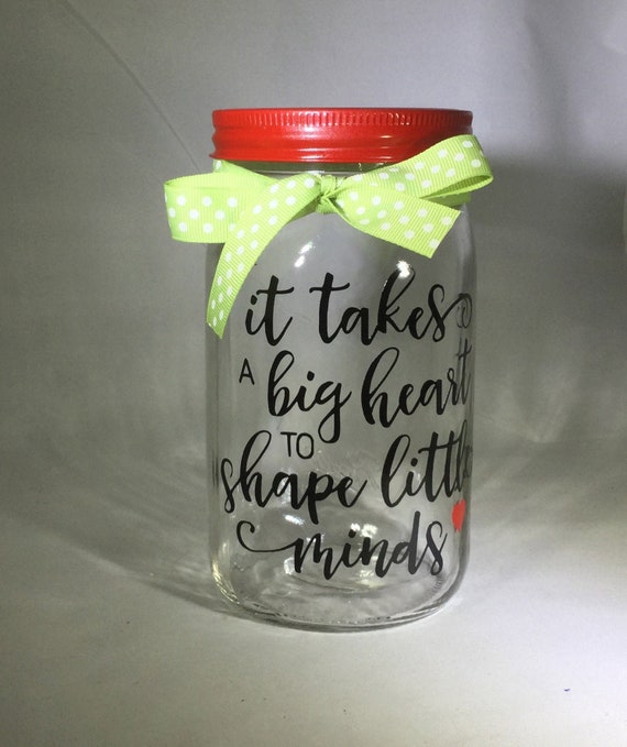 Personalized Teacher Gift Mason Jar – Vinyl Design, Gift Boxed