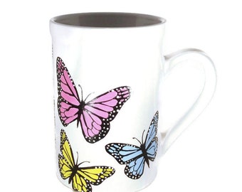 Hand Painted Butterfly Ceramic Coffee Mug