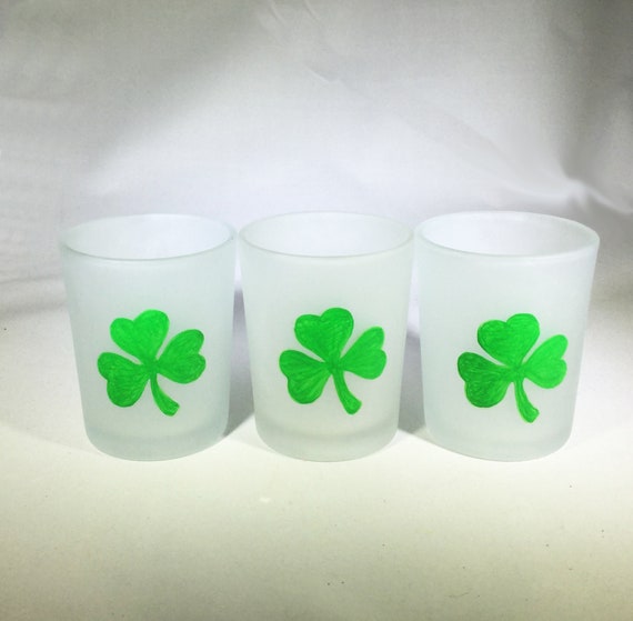 Hand Painted Shamrock Votive Candle Holders – Set of 3, St. Patrick's Day Decor