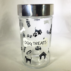 Dog Treat Jar - Dog Treat Container - Dog Treat Jar with Stainless Steel, Shiny Silver or Copper Colored Window Lid