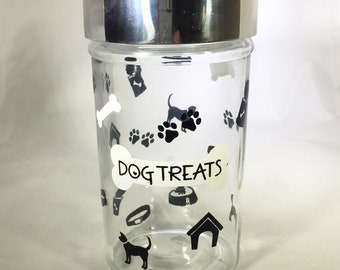 Personalized Dog Treat Jar: Glass Container with Window Lid