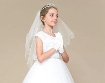 BEST-SELLER! Toddler Kids Girls Communion Dress First Communion Holy Communion Dress Flower Girl Dress White Flower Girl Dress Cap Sleeves