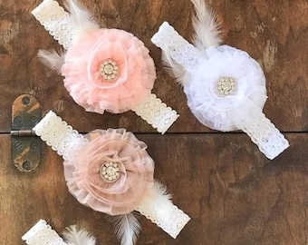 Boho Puffy Chiffon Flower Headband for Little Girls Toddlers Large Floral Headband Communion and Special Events