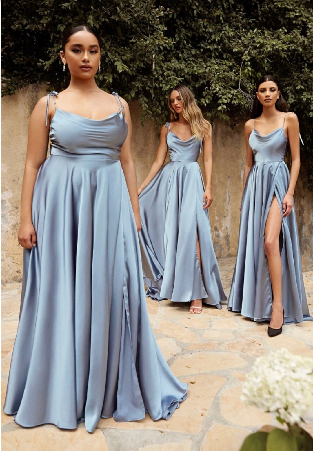 Bridesmaids Satin Dress Silk Dress Fit and Flare Bridesmaid Dress Boho