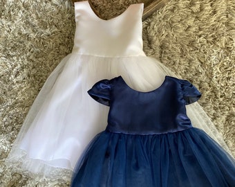 Tulle Satin Flower Girl Dress Baby Dress Baby Satin Dress Baby Baptism Dress