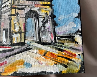 パリ凱旋門の油絵：小さな額入り都市景観アート - Etsy 日本