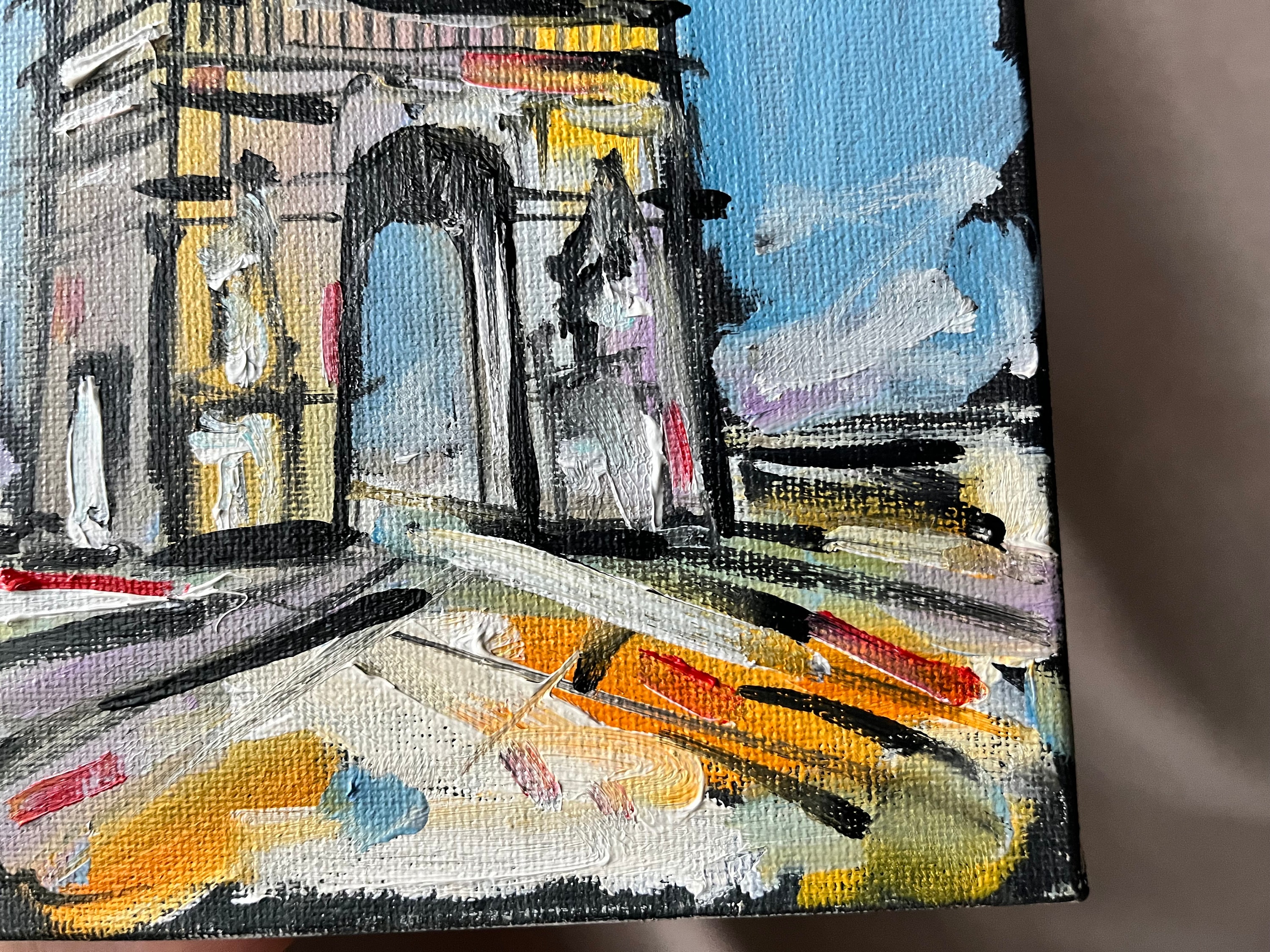 パリ凱旋門の油絵：小さな額入り都市景観アート - Etsy 日本