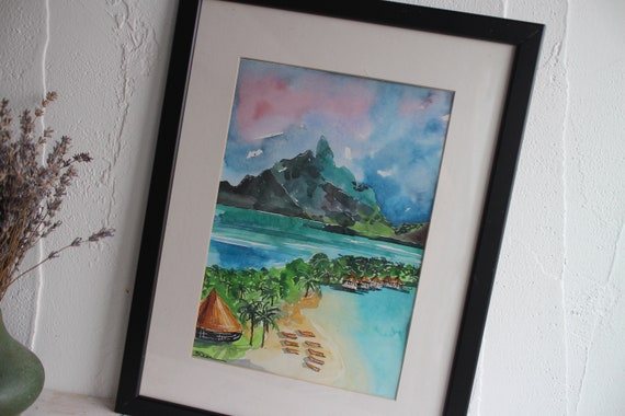 Bora Bora Watercolor Painting: Le Meridien Print (digital Download