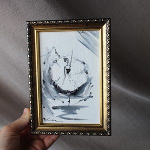 Ballet oil painting framed original 4x6 ballerina painting oil Ballet painting oil Dancer Painting Ballet Dancer Art  Mini Painting