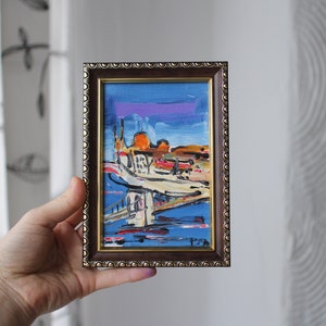 Budapest Hungarian Parliament Building Budapest bridge the Chain Bridge Original Oil painting framed Hungary cityscape oil on canvas