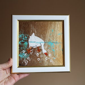 Anser óleo de ganso blanco Pintura original 6x6 pintura enmarcada gansos blancos pintura original enmarcada ilustración decoración del hogar arte de la pared