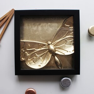 Gold Butterfly Gold Leaf Art framed Abstract painting Painting gold painting Gold Leaf art Gold Leaf Texture Wall Art
