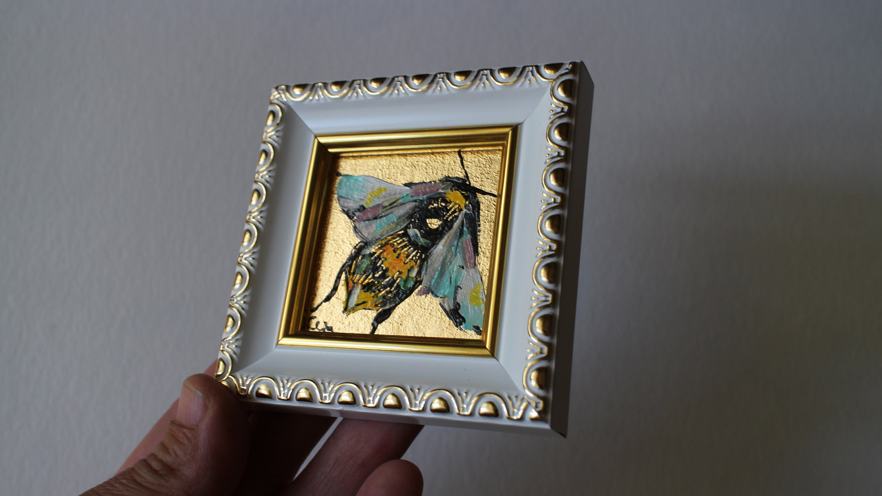Bumblebee Oil Painting With Gold Leaf Art Abstract Painting Oil Bee ...
