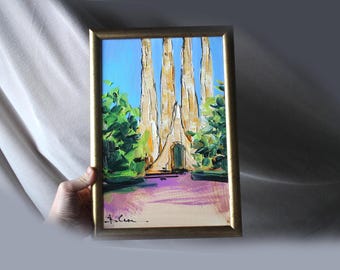 Sagrada Familia oil Painting original framed Barcelona 8x12 on canvas Espana Wall Art