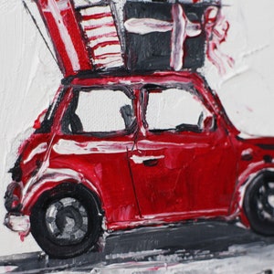 Christmas Oil Painting Original Framed Christmas Car Original Hand