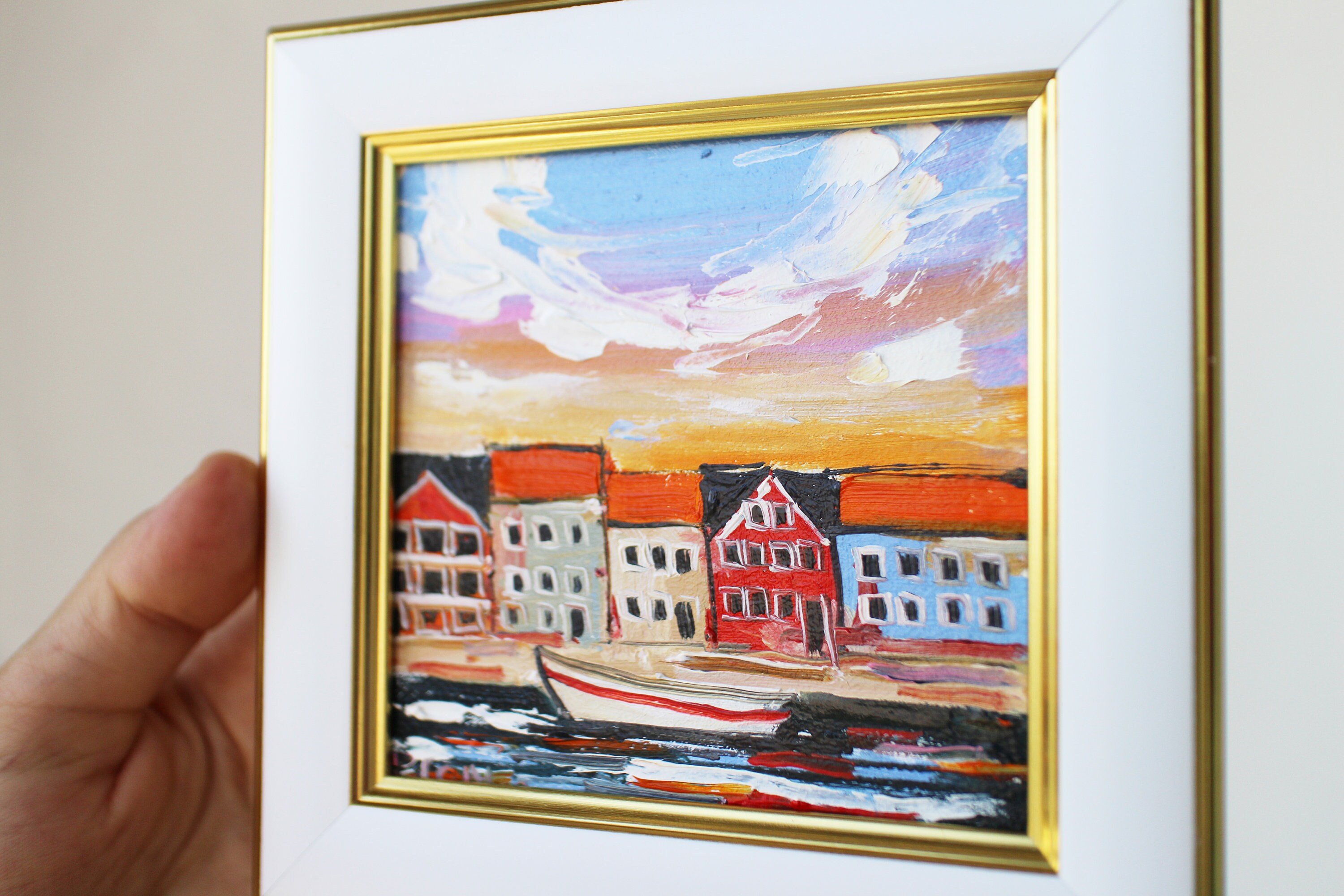 Copenhagen oil painting original framed Kopenhagen cityscape Etsy
