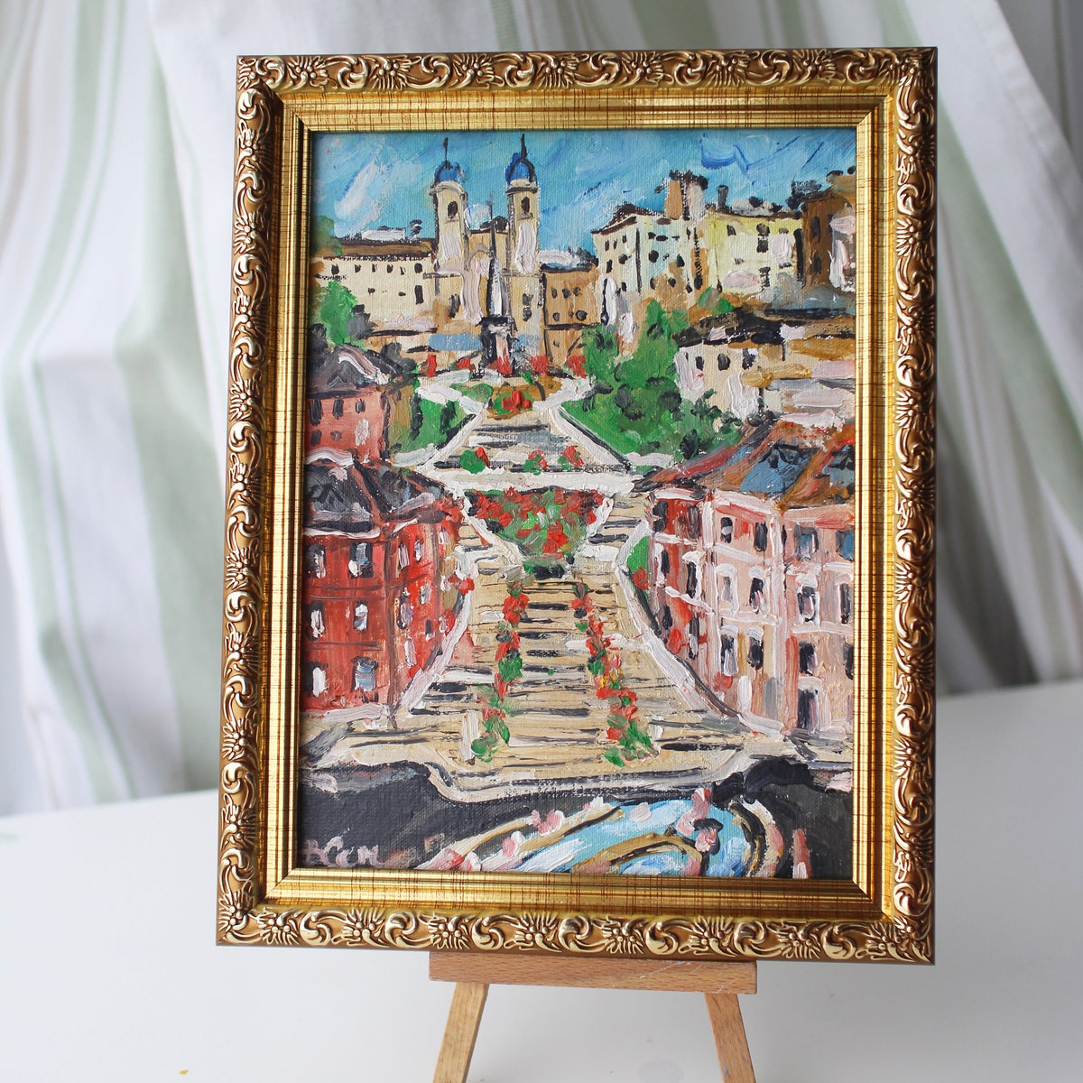Rome Oil Painting Framed Original Piazza Di Spagna 6x8 Italy Rome Painting Oil Rome Italy Wall Art Decor Rome Gift - Etsy
